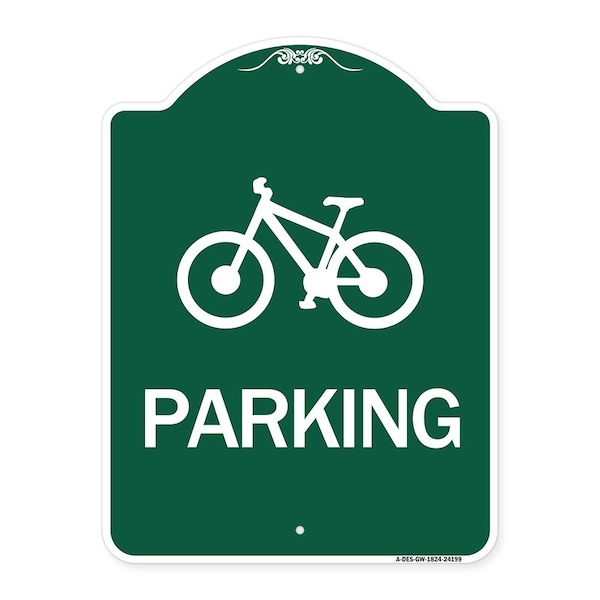 Signmission D4-3 Bicycle Parking Bicycle Parking, Green & White Aluminum Sign, 18" x 24", GW-1824-24199 A-DES-GW-1824-24199 - main
